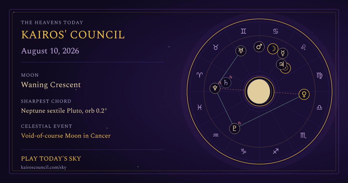 Full sky medallion for August 10, 2026