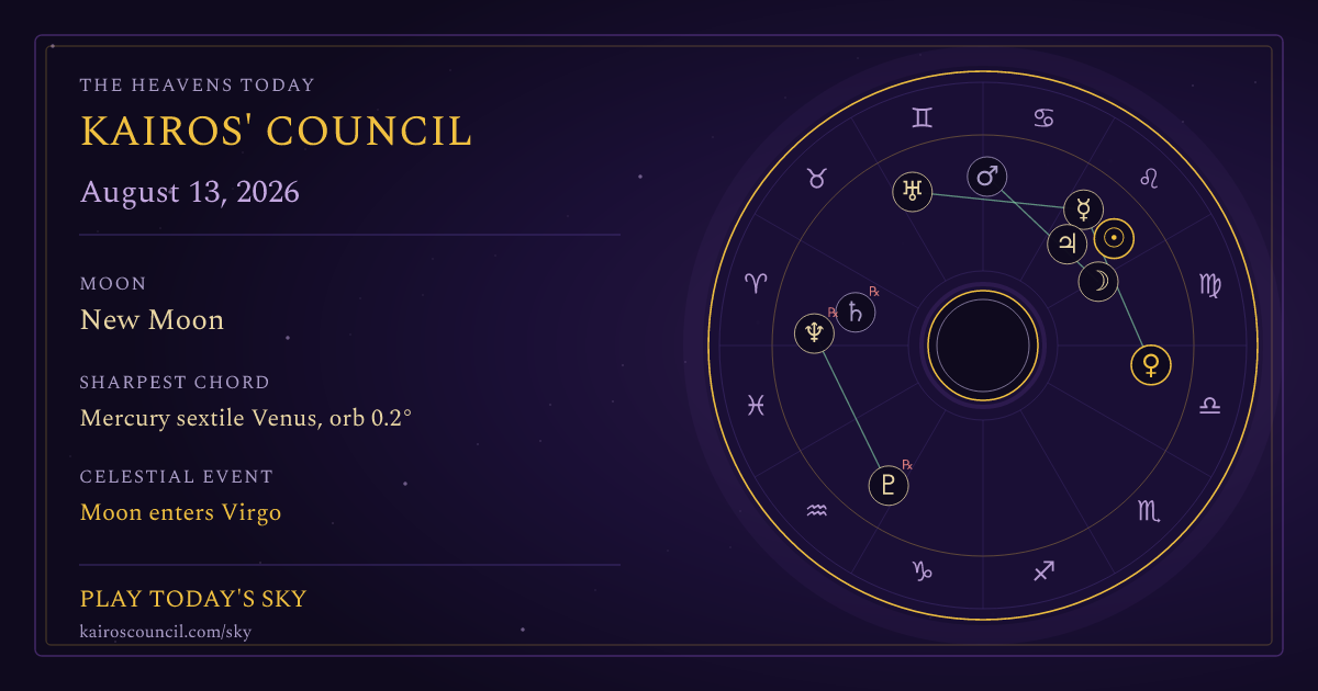 Full sky medallion for August 13, 2026