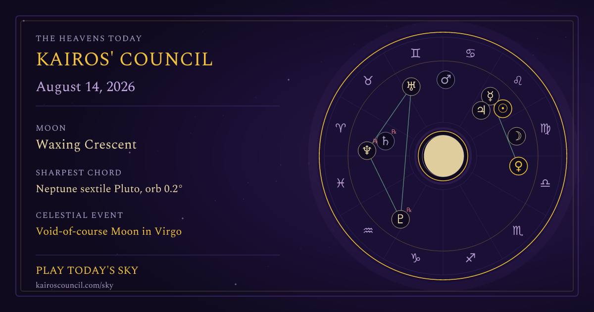 Full sky medallion for August 14, 2026