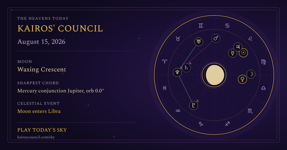 Full sky medallion for August 15, 2026
