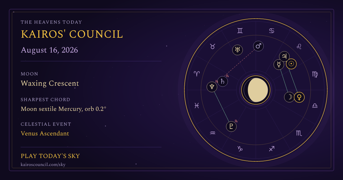 Full sky medallion for August 16, 2026