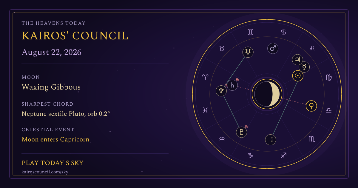 Full sky medallion for August 22, 2026