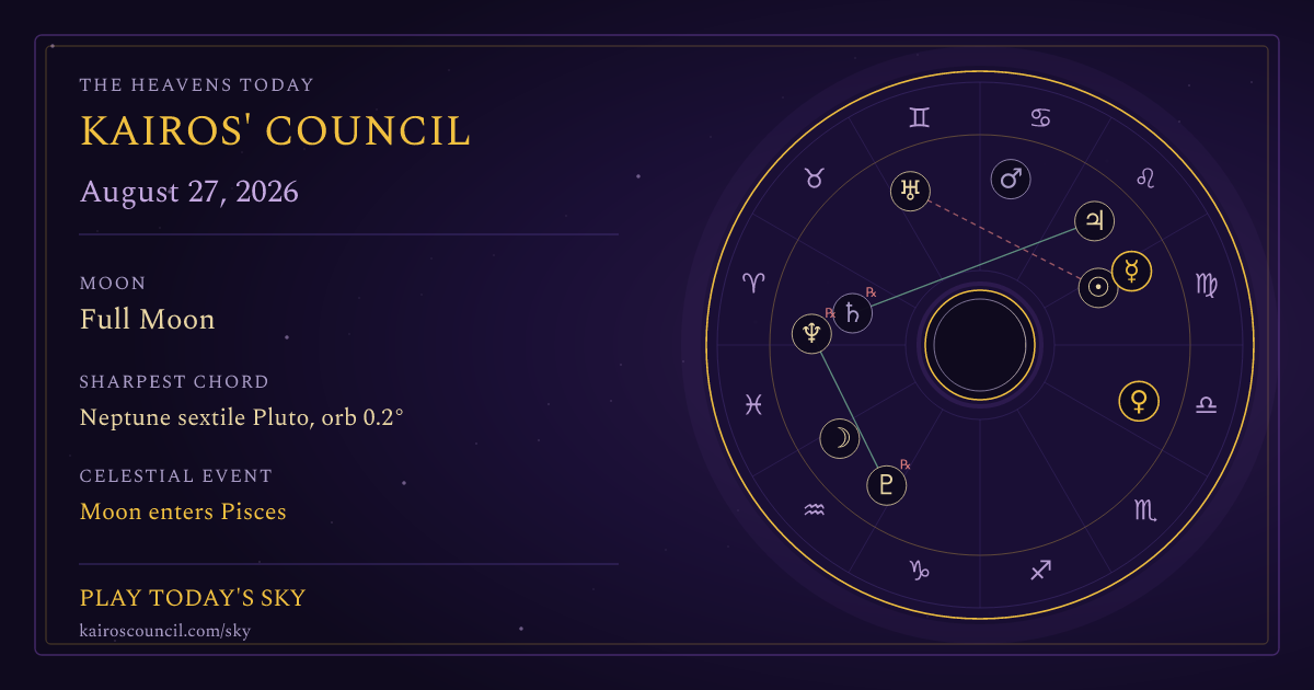 Full sky medallion for August 27, 2026