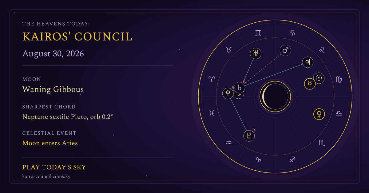 Full sky medallion for August 30, 2026