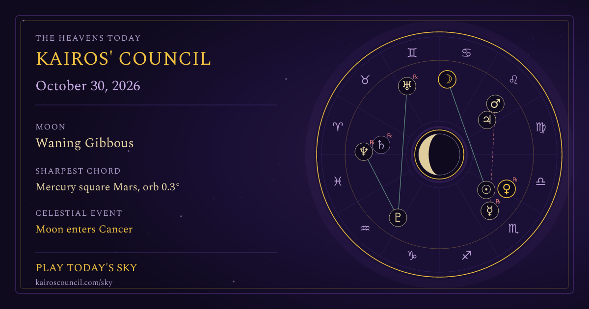 Full sky medallion for October 30, 2026